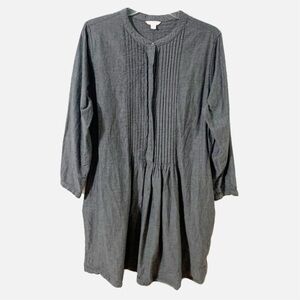 Gap Cotton Relaxed Fit Dress Pin Tuck Detailing Front/Back Partial Button Front